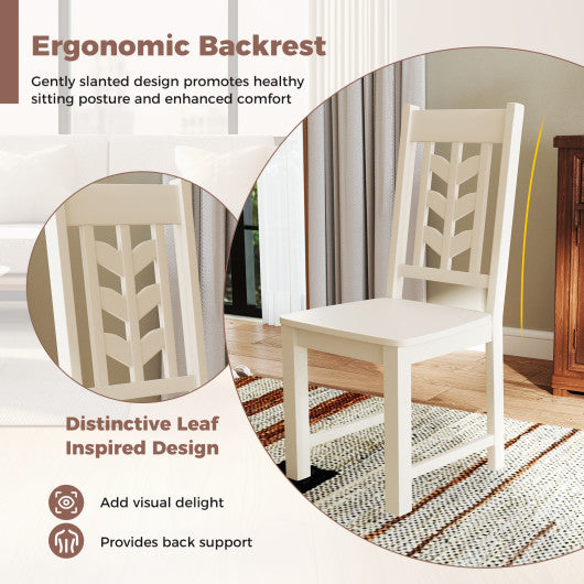 Kitchen Side Dining Chair Set of 2 with Rubber Wood Frame-White