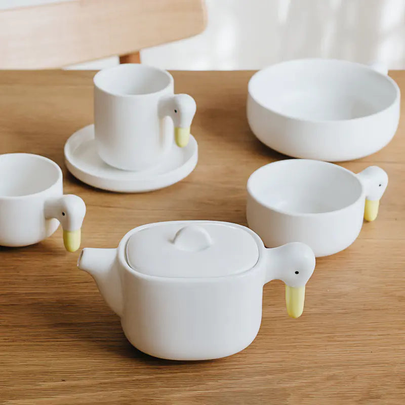 Creative Duckling Ceramic Bowl and Coffee Cup Set
