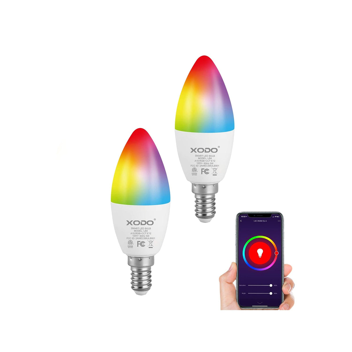 XODO LB4 Smart Light Bulbs - Color Changing LED Wi-Fi Bulbs