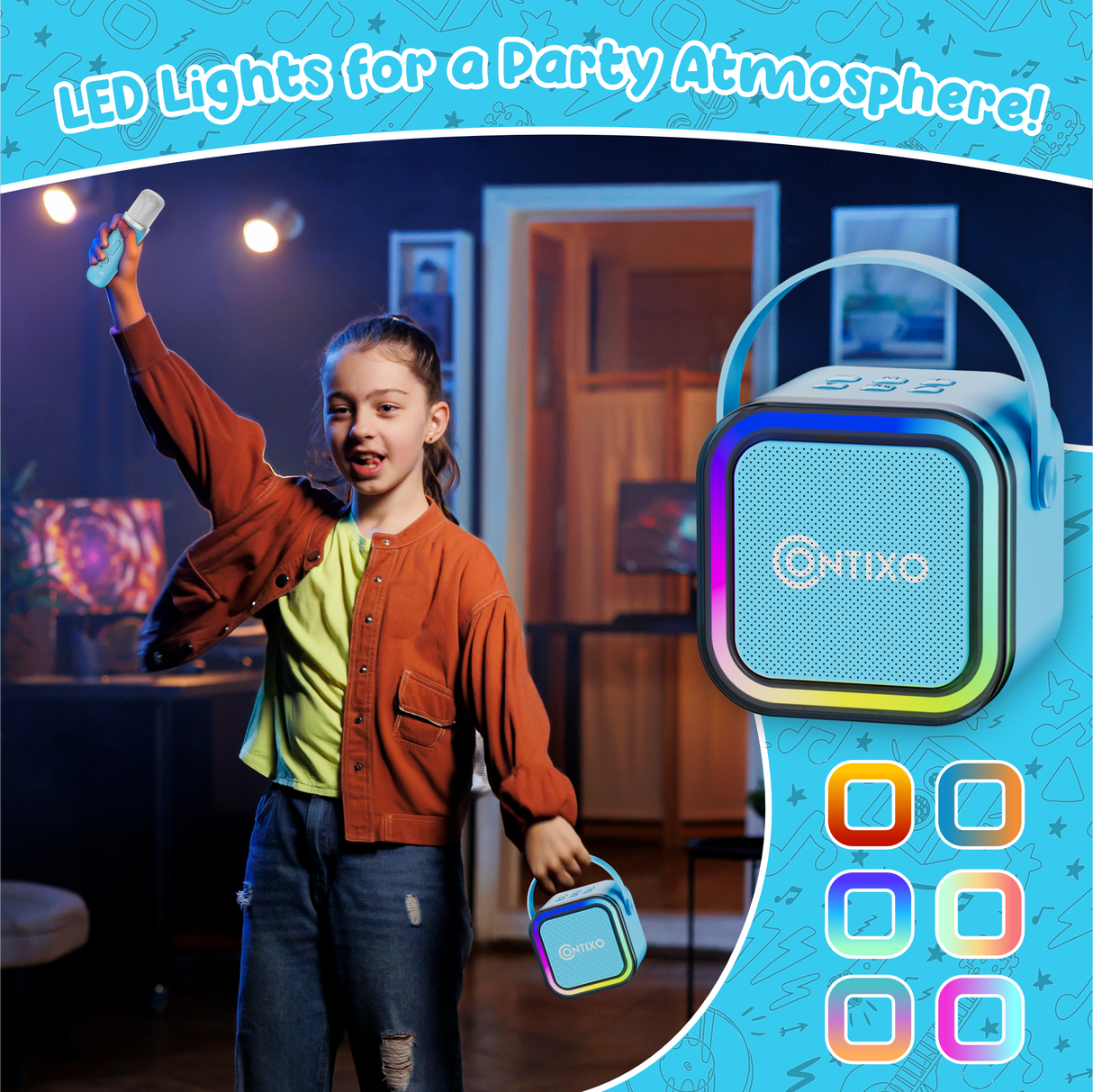 Contixo V8 7" Kids Tablet With Kids Bluetooth Karaoke and Two Microphones