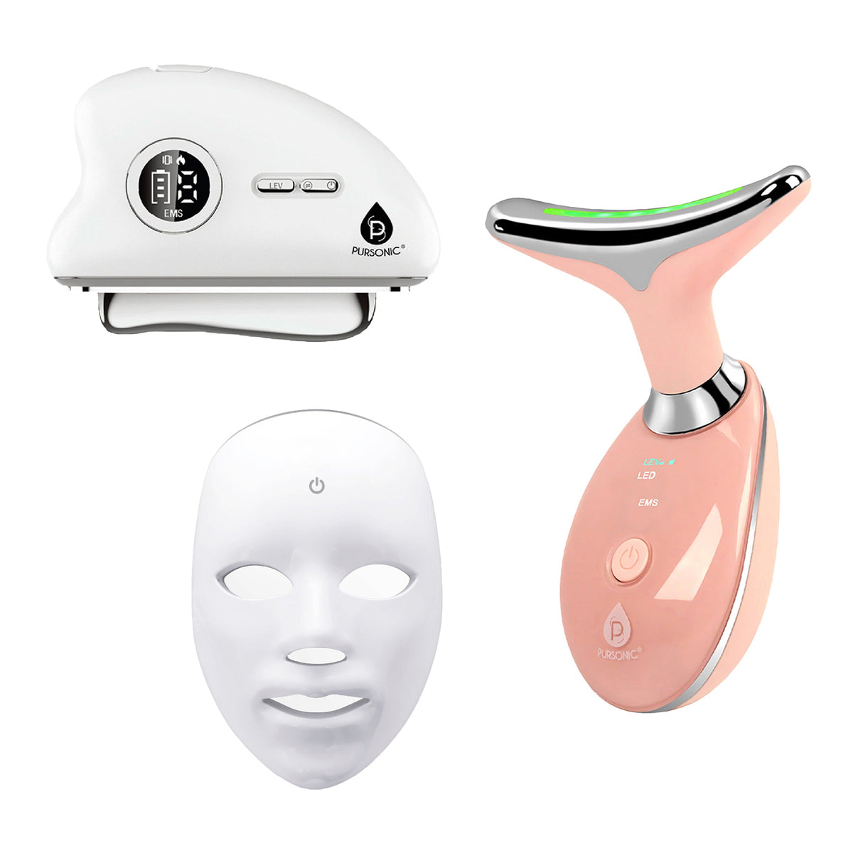 PURSONIC Ultimate 7-in-1 LED Light Therapy Skincare Bundle by Pursonic