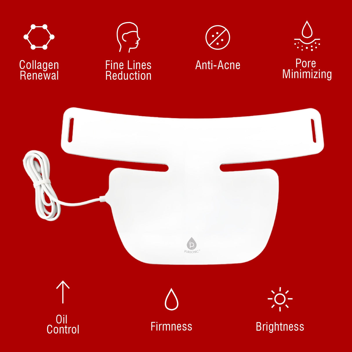 Pursonic 7-in-1 LED Light Therapy Face Mask, Sculpting Wand, and Neckplate
