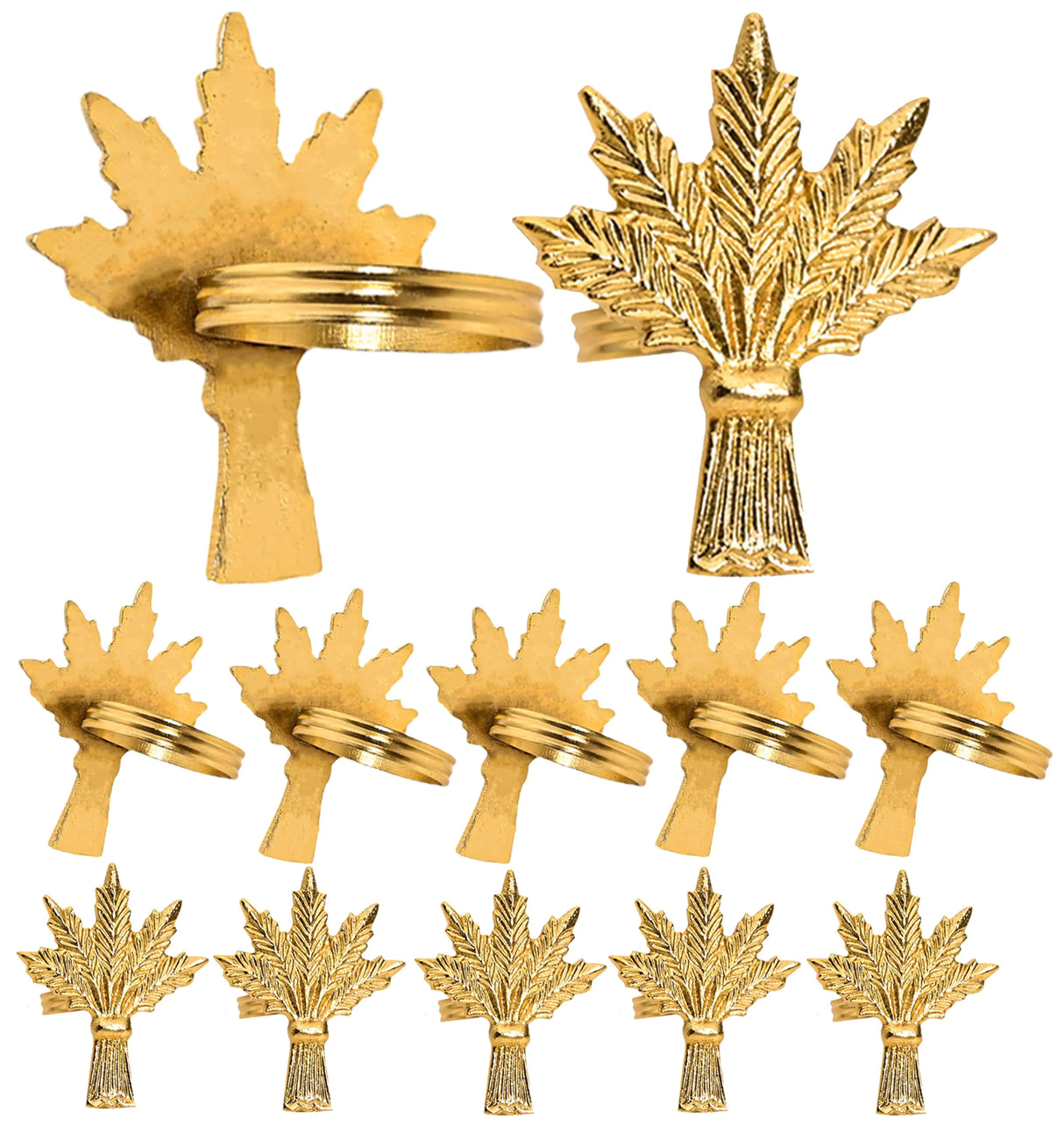Wheat Napkin Ring Set of 12 Metal Napkin Rings Dinner Napkin Holder for Wedding Birthday Valentines Day Christmas Party Dinner Table Décor - Dull Gold