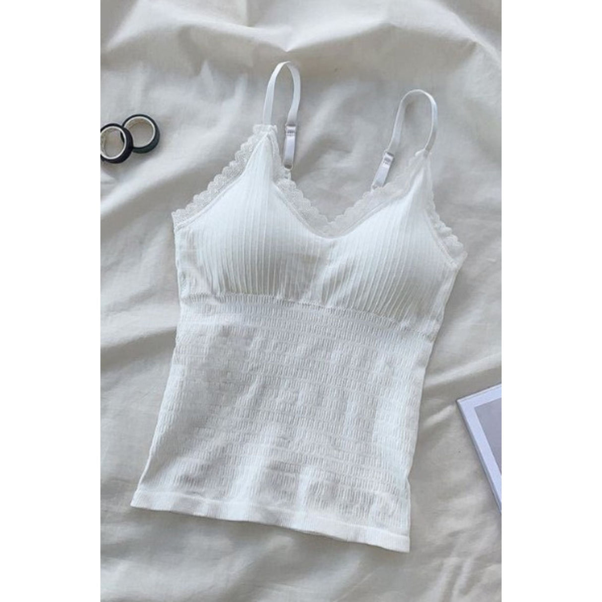 Lace Strap Snatched Cami Top in Black or White | One Size XS/S Camisole
