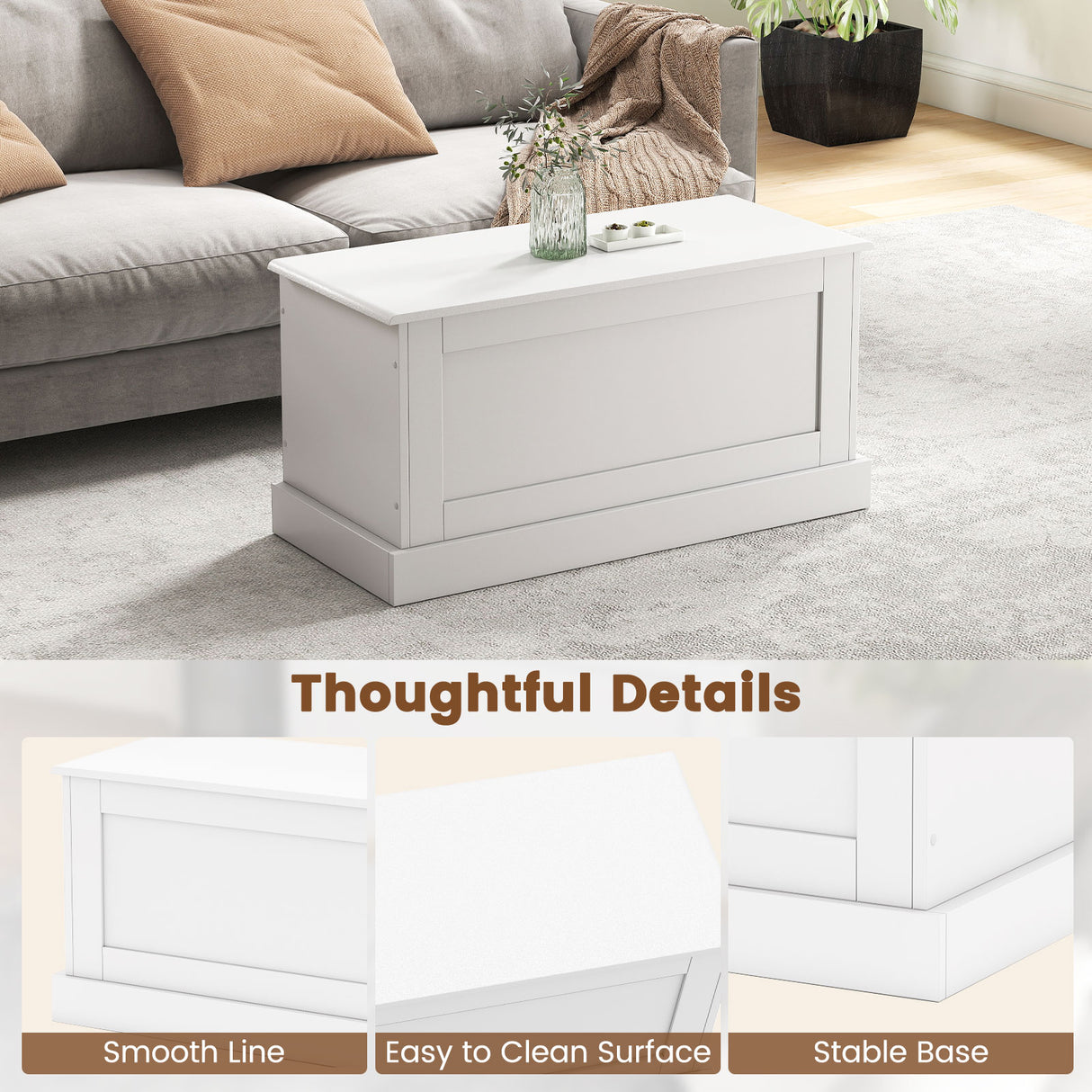 Large Storage Chest with Safety Metal Hinge-off white