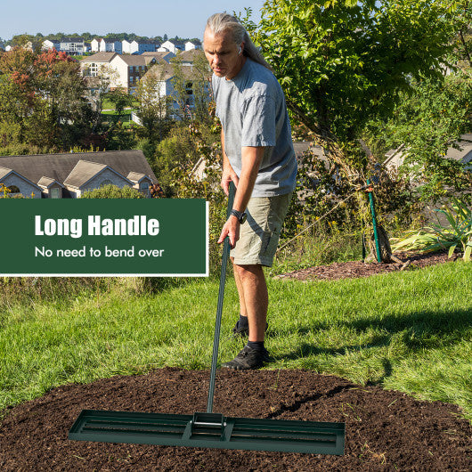 Lawn Leveling Rake 46 x 10 Inch Heavy Duty Lawn Level Tool for Soil-Green