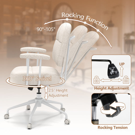 Leathaire Upholstered Task Home Office Chair with Cushioned Back-Beige