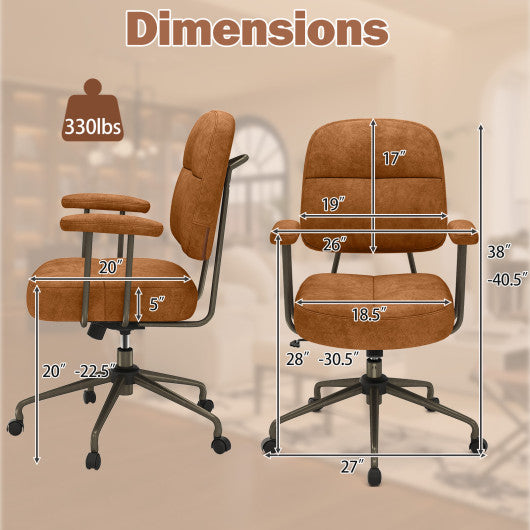 Leathaire Upholstered Task Home Office Chair with Cushioned Back-Brown
