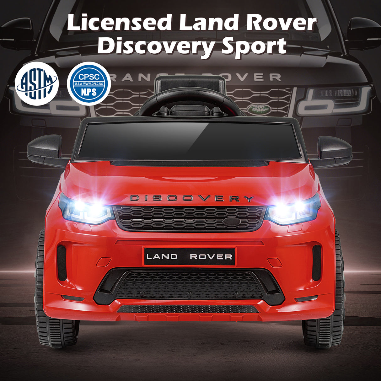 Licensed Land Rover Kids Ride on Car 12V Battery Powered Kids Electric Car-Red