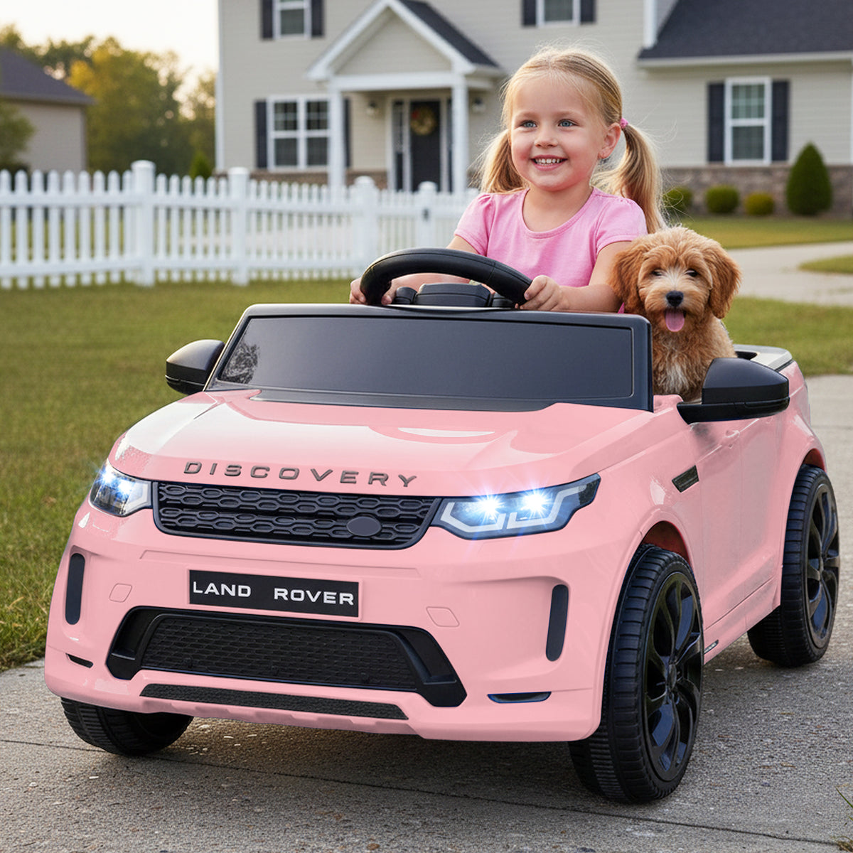 Licensed Land Rover Kids Ride on Car 12V Battery Powered Kids Electric Car-Pink