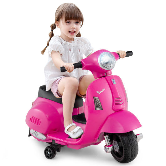 Kids Ride on Motorcycle Licensed Vespa with LED Headlight and Horn Sound-Pink