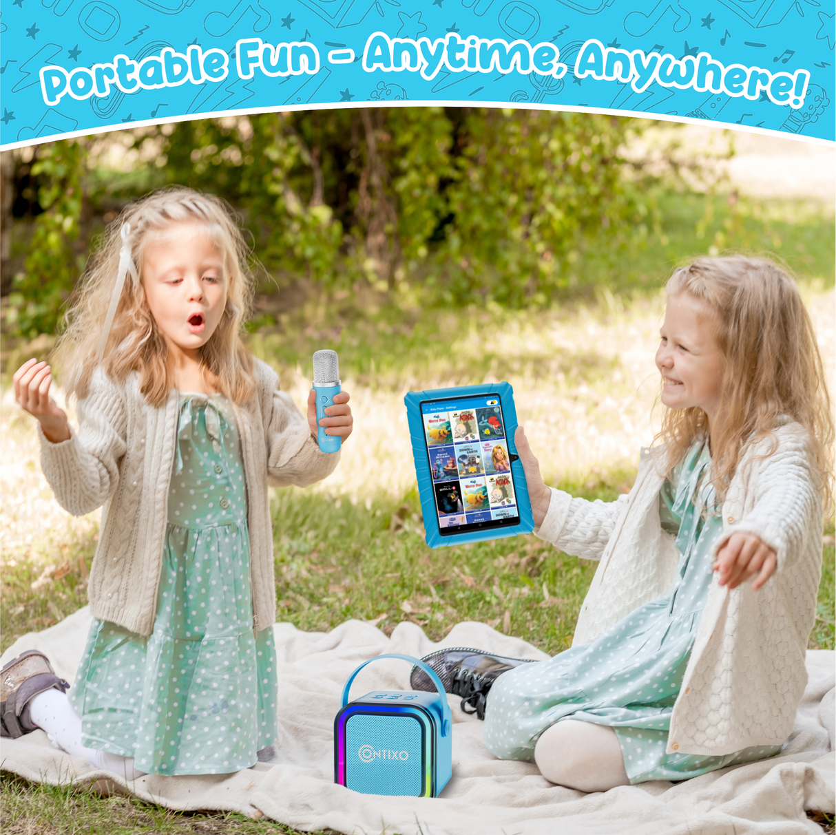 Contixo V8 7" Kids Tablet With Kids Bluetooth Karaoke and Two Microphones