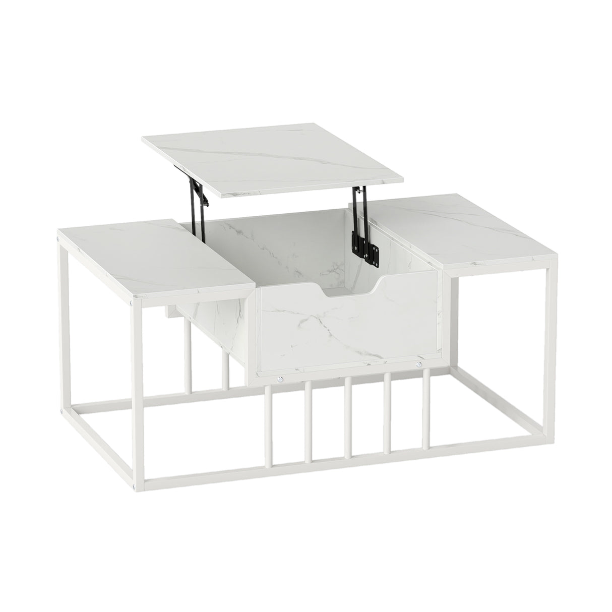 Lift Top Coffee Table Modern Center Table with Hidden Storage Compartment-White