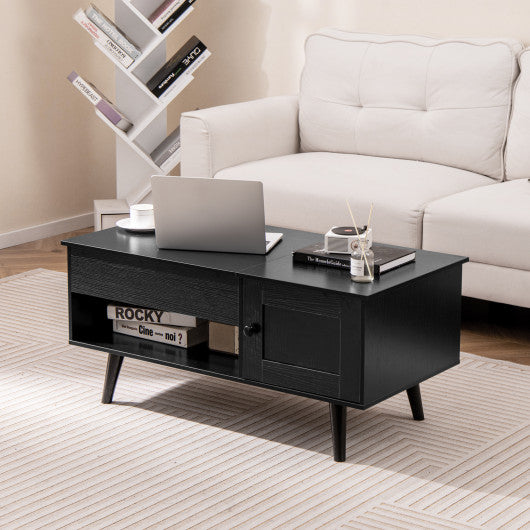 Lift Top Coffee Table with Storage and Hidden Compartment-Black