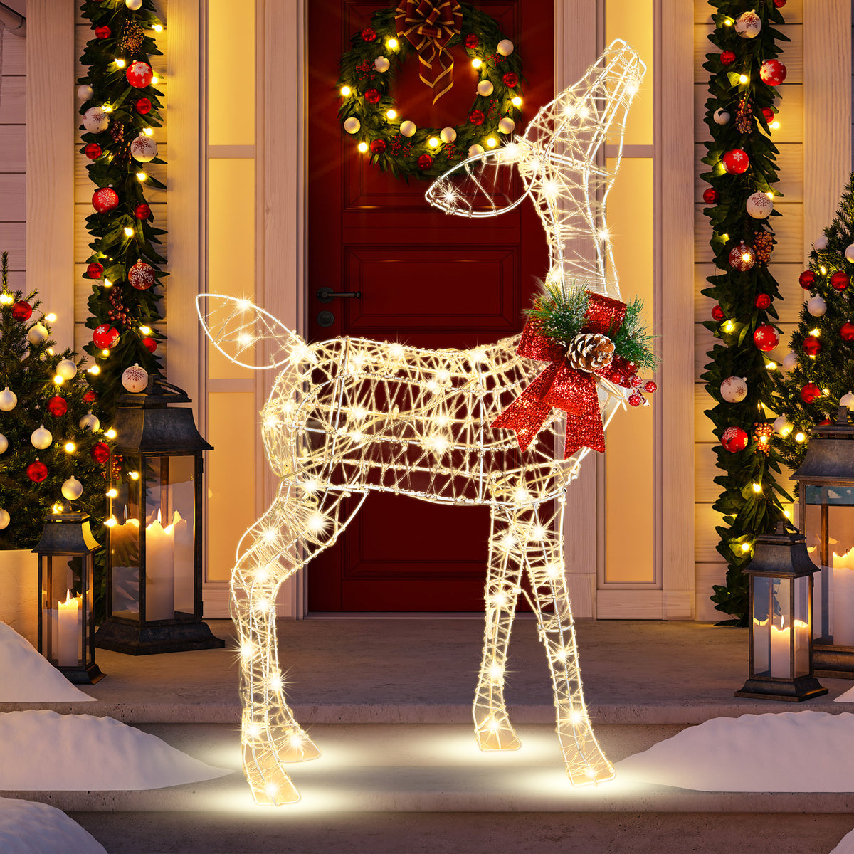 34.5 Inch Lighted Christmas Reindeer Decoration with 50 Warm White LED Lights