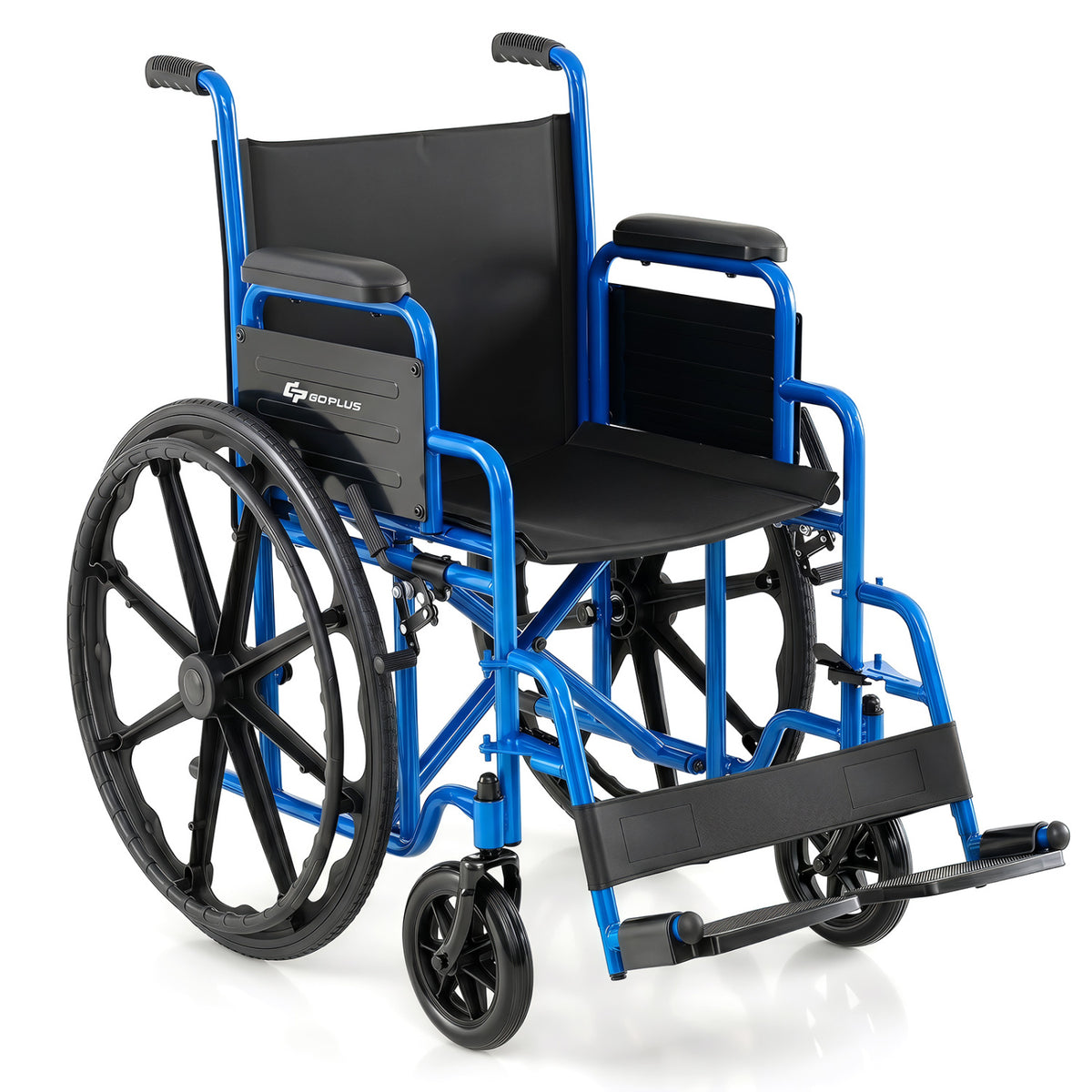 Lightweight Folding Wheelchair for Adults with Swing-Away Footrest and Desk Arm-Navy