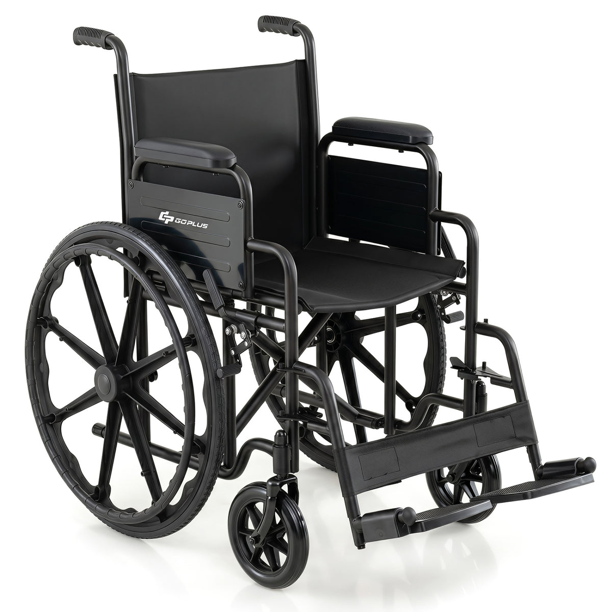 Lightweight Folding Wheelchair for Adults with Swing-Away Footrest and Desk Arm-Black