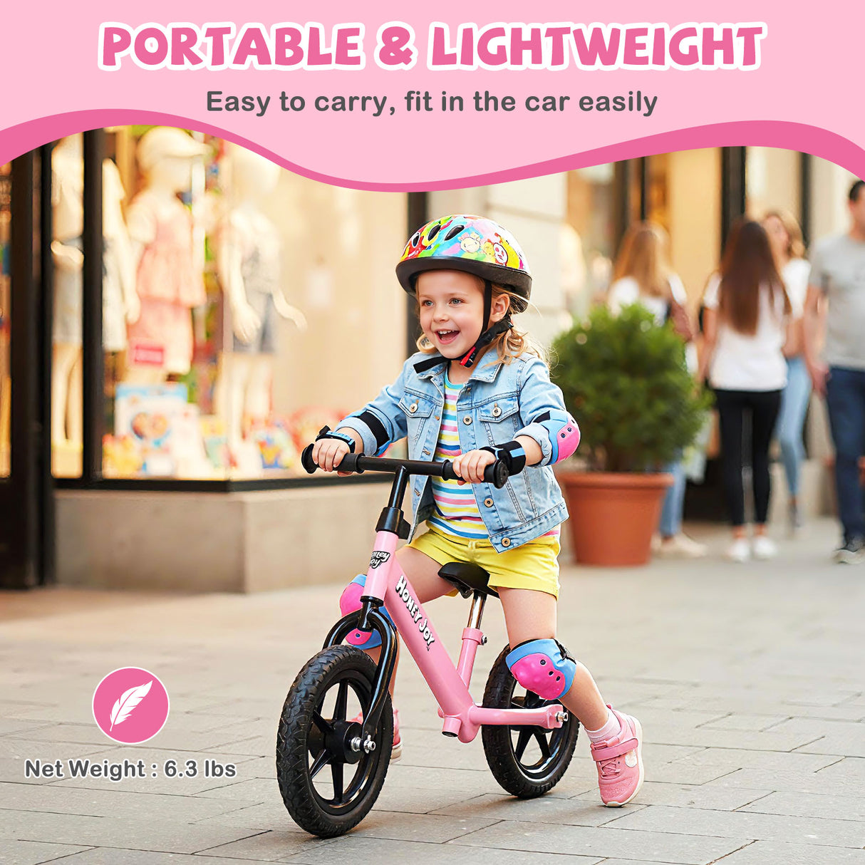 Lightweight Toddler Balance Bike No Pedal Training Bicycle-Pink