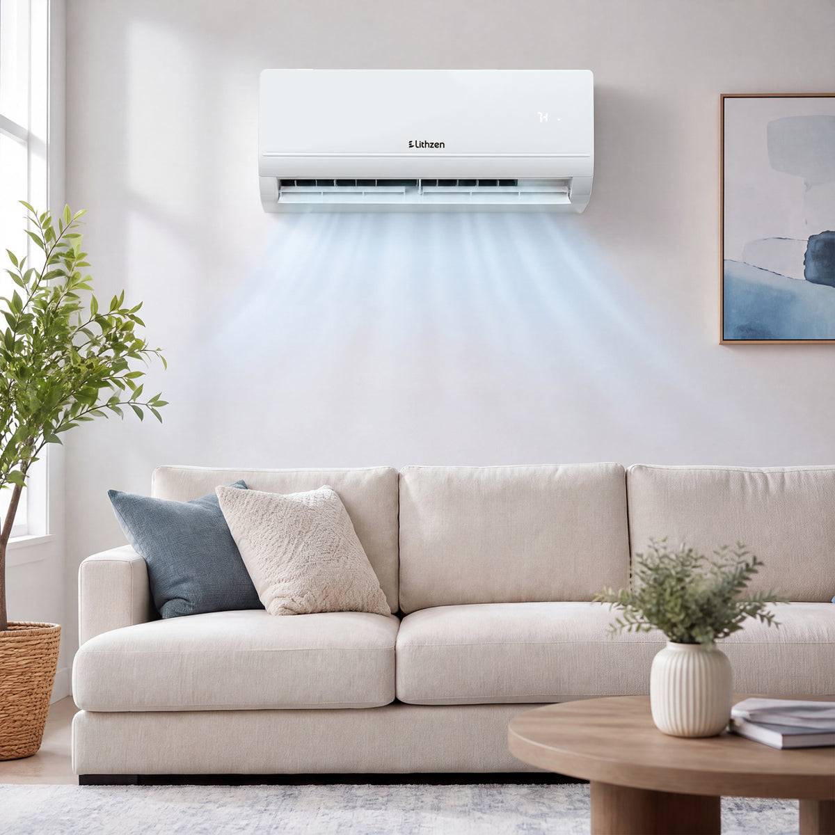 Lithzen 12000 BTU 208-230V 17 SEER2 Mini Split Air Conditioner and Heater WiFi Enabled