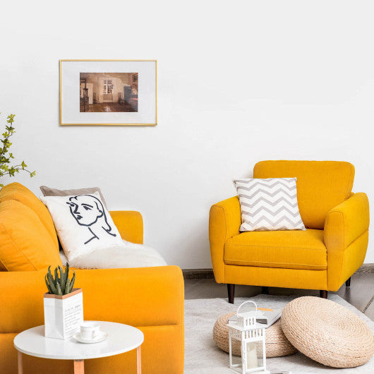2 Pieces Upholstered Sofa Set with Removable Cushion Covers-Yellow