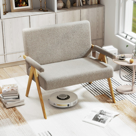 Loveseat Sofa with Armrests and Wooden Legs-Gray