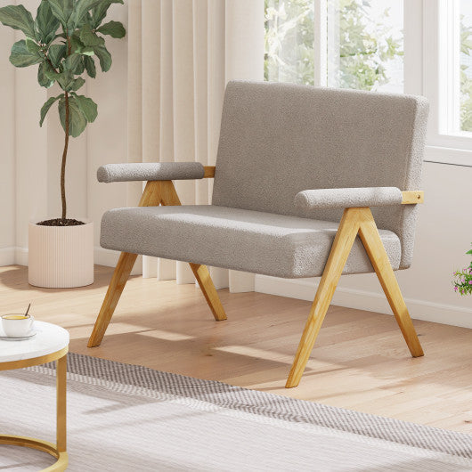 Loveseat Sofa with Armrests and Wooden Legs-Gray