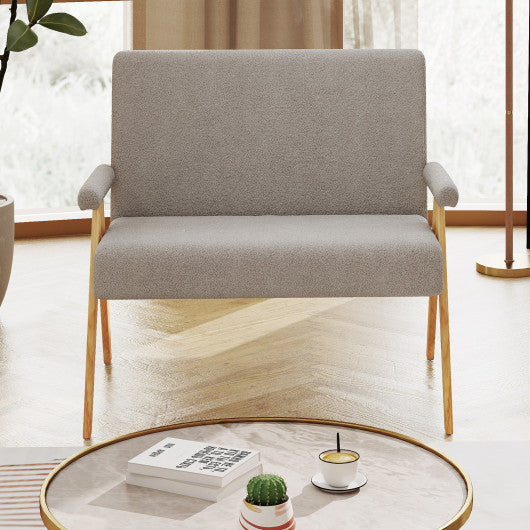 Loveseat Sofa with Armrests and Wooden Legs-Gray