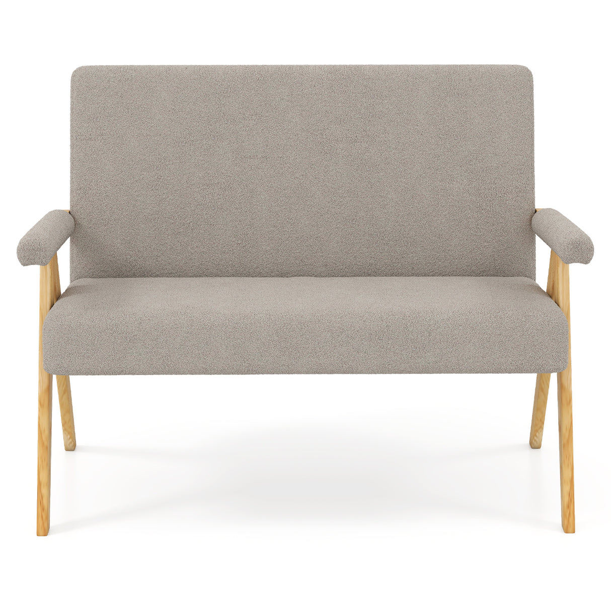 Loveseat Sofa with Armrests and Wooden Legs-Gray