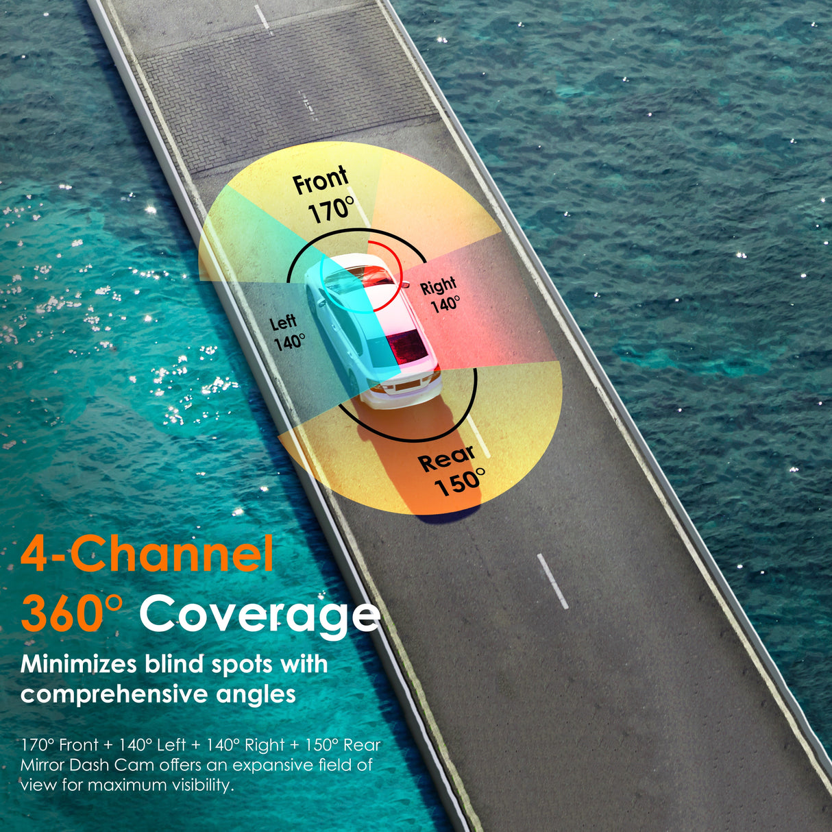 Rexing M4 4-CHANNEL MIRROR DASH CAM 12” Touch Screen Mirror Dash Cam, 1080p with GPS