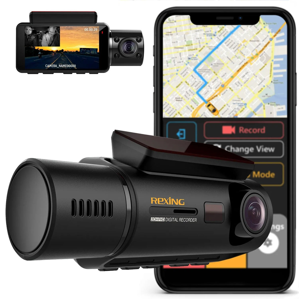 Open Box! Rexing V3 Dual Camera Front and Inside Cabin Full HD 1080p with WiFi and Built-in GPS