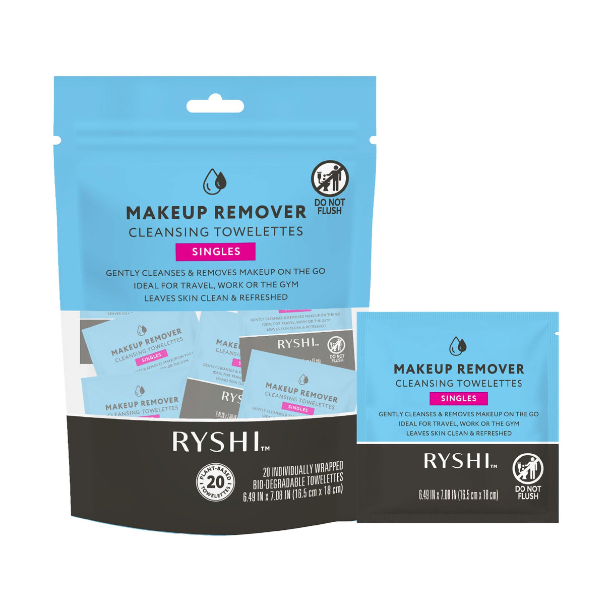 Makeup Remover Cleansing Towelettes – Individually Wrapped, Travel-Friendly, Safe for Face, Lips & Eyes by Pursonic