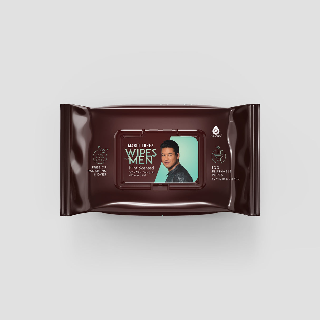 Mario Lopez 100% Plant Based Man Wipes, Mint Scented, Flushable wipes, 100 Count by Pursonic