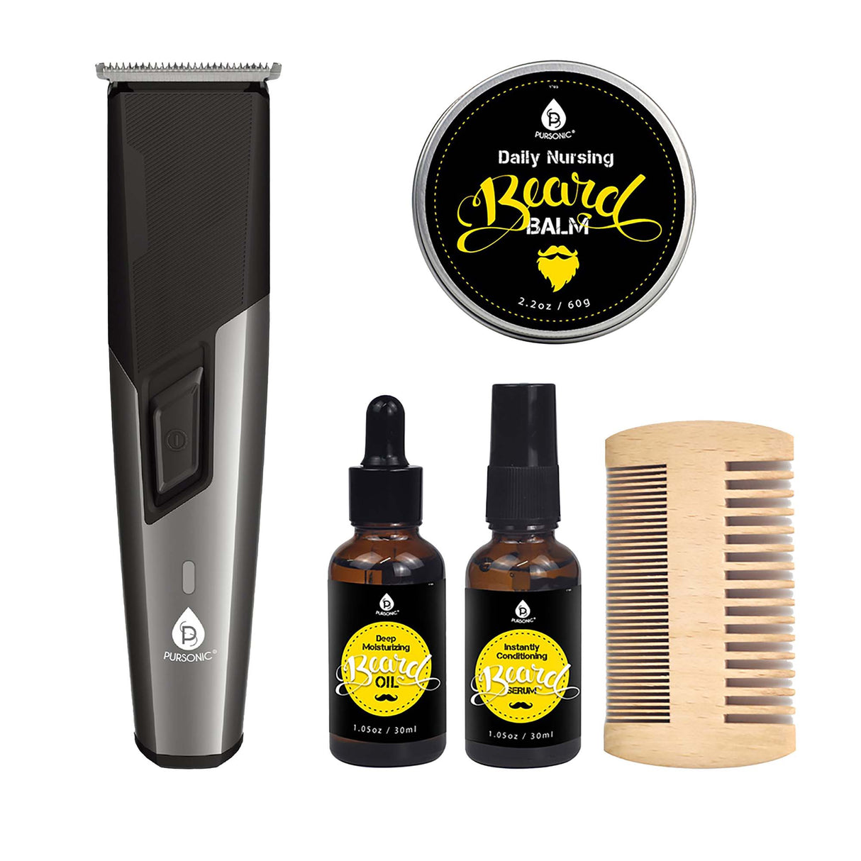 Mario Lopez Rechargeable Men’s Grooming & Beard Care Bundle – Complete Hair, Beard, Nose, and Ear Kit by Pursonic