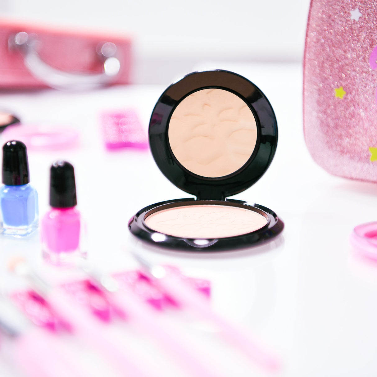 Contixo Pretend Play Kids Makeup Set w/ Sparkle Unicorn Case, Girl Toys for Ages 3+, Brushes, Nail Polish, Blush & Built-In Mirror, Safe & Non-Toxic by Contixo