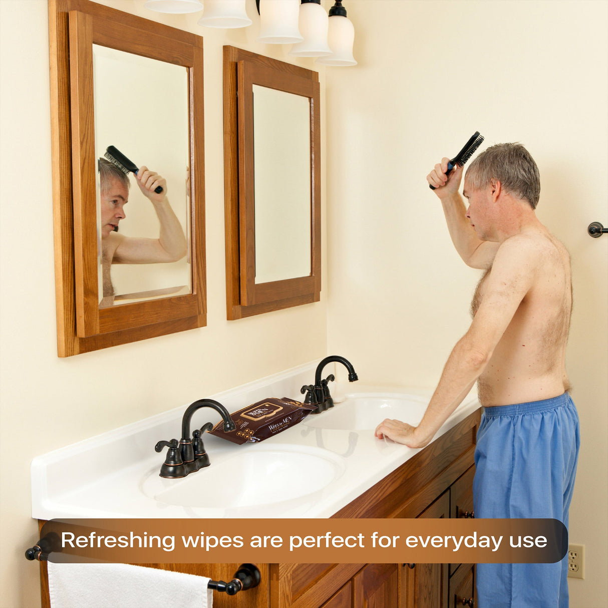 Men's Assorted Face and Body Wipes – Cedarwood, Tea Tree, and Eucalyptus (3-Pack, 150 Wipes) by Pursonic