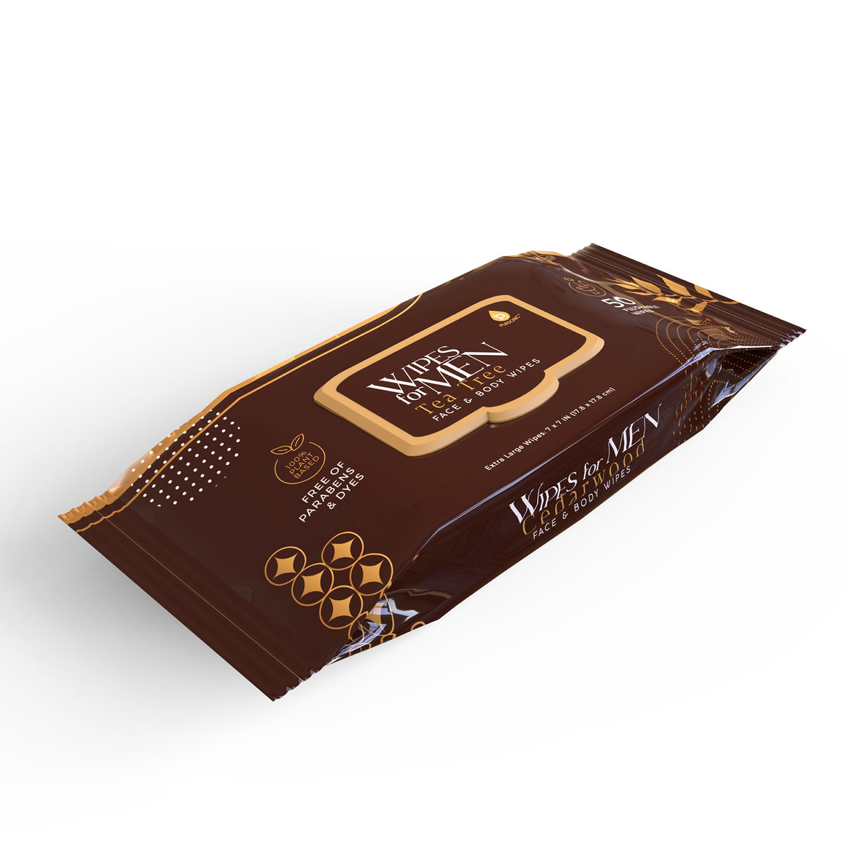 Men's Assorted Face and Body Wipes – Cedarwood, Tea Tree, and Eucalyptus (3-Pack, 150 Wipes) by Pursonic