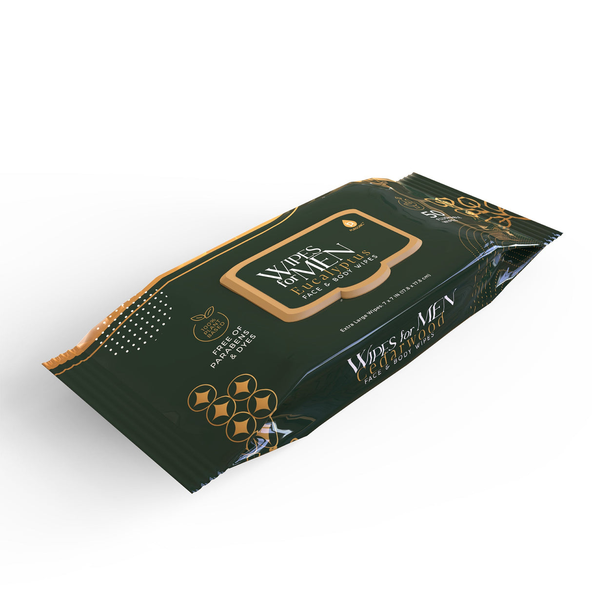 Men's Assorted Face and Body Wipes – Cedarwood, Tea Tree, and Eucalyptus (3-Pack, 150 Wipes) by Pursonic