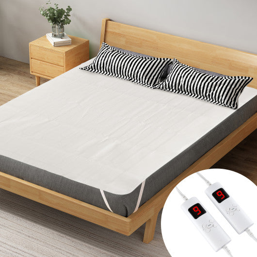 Machine Washable Electric Bed Warmer with Dual Controller 9 Heat Setting and 9-Hour Auto Off and Overheat Protection-King Size