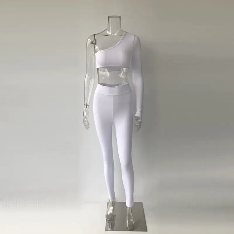 Women’s Yoga Set: One-Shoulder Top & Leggings