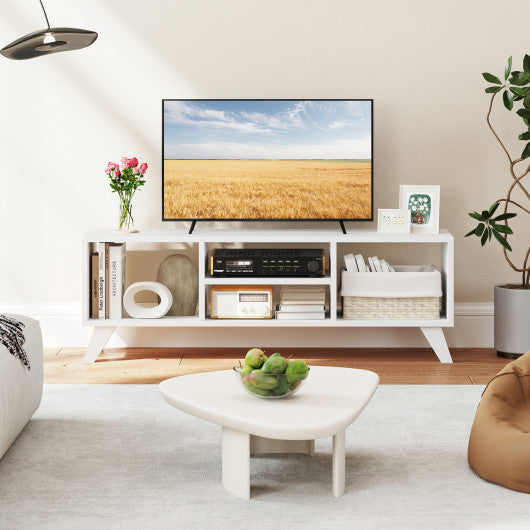 Media TV Console Table with Raised Support Legs-White