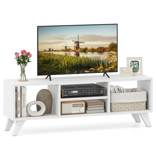 Media TV Console Table with Raised Support Legs-White