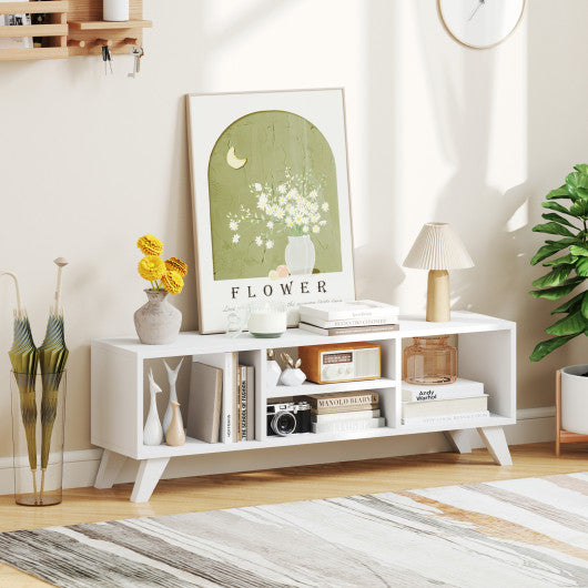 Media TV Console Table with Raised Support Legs-White