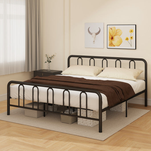 Full/Queen Size Metal Bed Frame with Headboard and Footboard-King Size