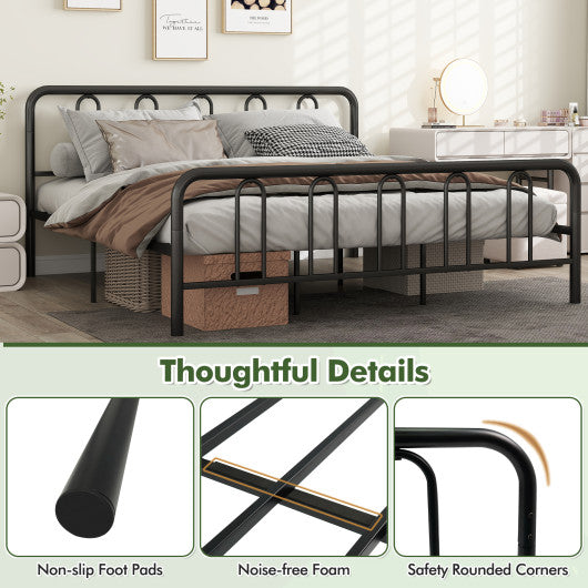 Full/Queen Size Metal Bed Frame with Headboard and Footboard-King Size