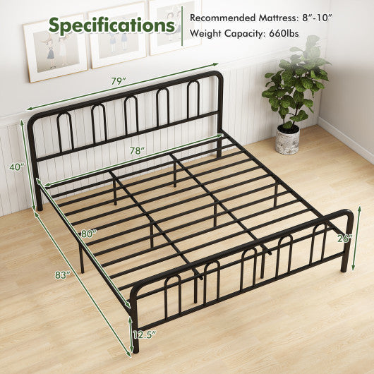Full/Queen Size Metal Bed Frame with Headboard and Footboard-King Size