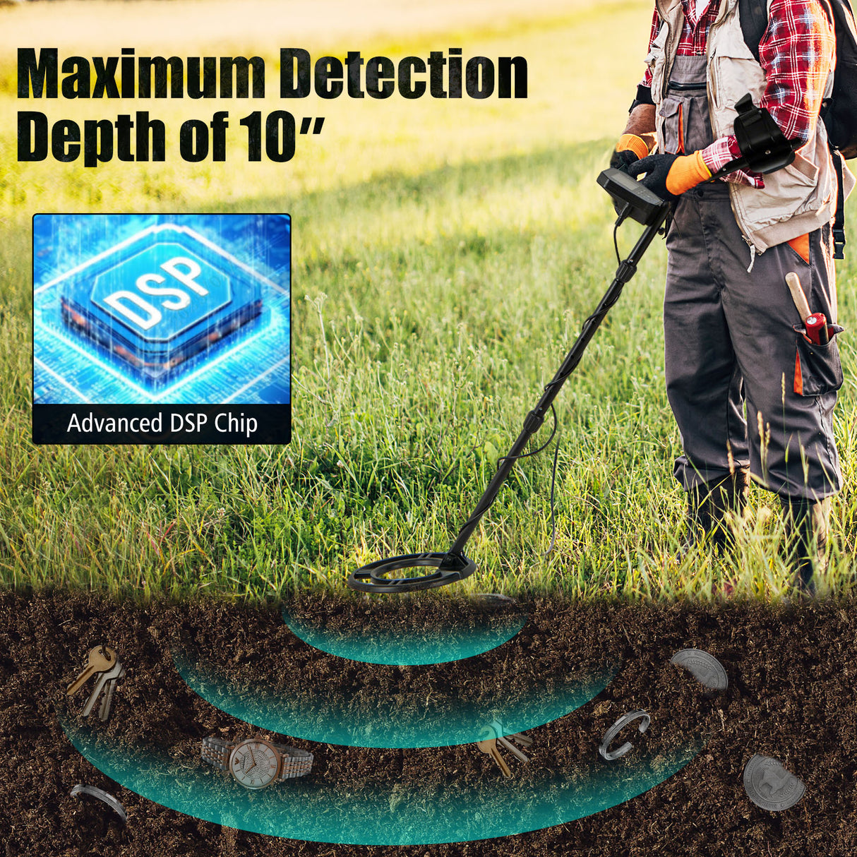 Metal Detector with Backlit LCD Display and Advanced DSP Chip