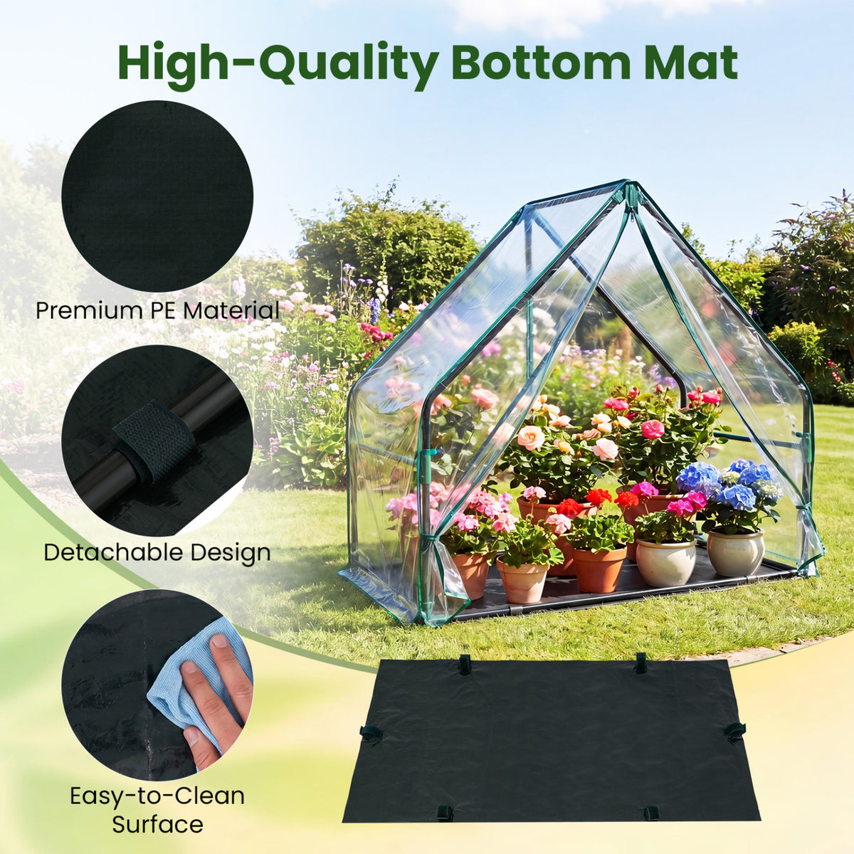 Mini Green House Metal Frame with Waterproof Bottom Mat and Wind Ropes-S