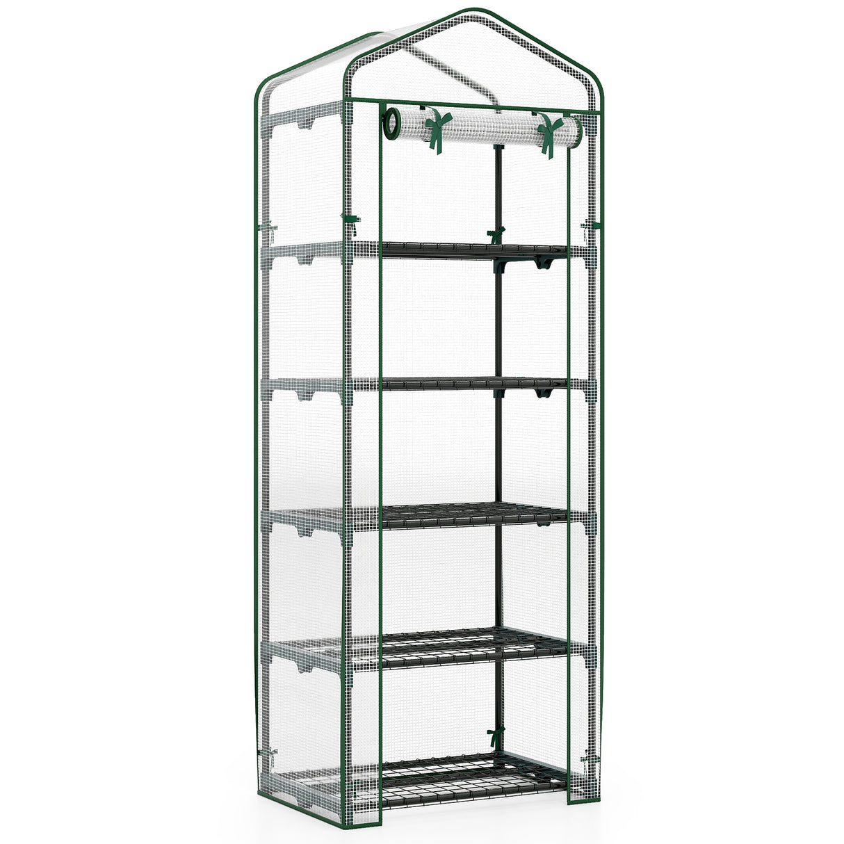 Mini Greenhouse Portable Plant Grow House with 5 Tier Shelves-White