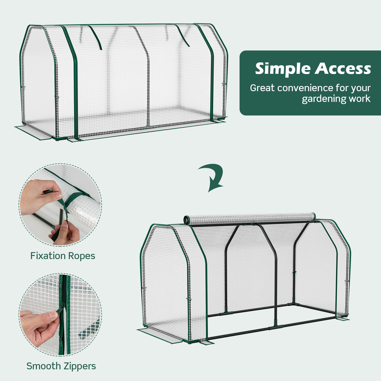 47.5 x 21.5 x 24 Inch Outdoor Mini Greenhouse with Roll-up Zipper Door