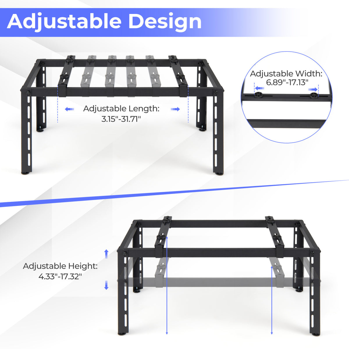 Mini Split Ground Stand Adjustable for 9000-36000 BTU Ductless Air Conditioners Heat Pump-Black